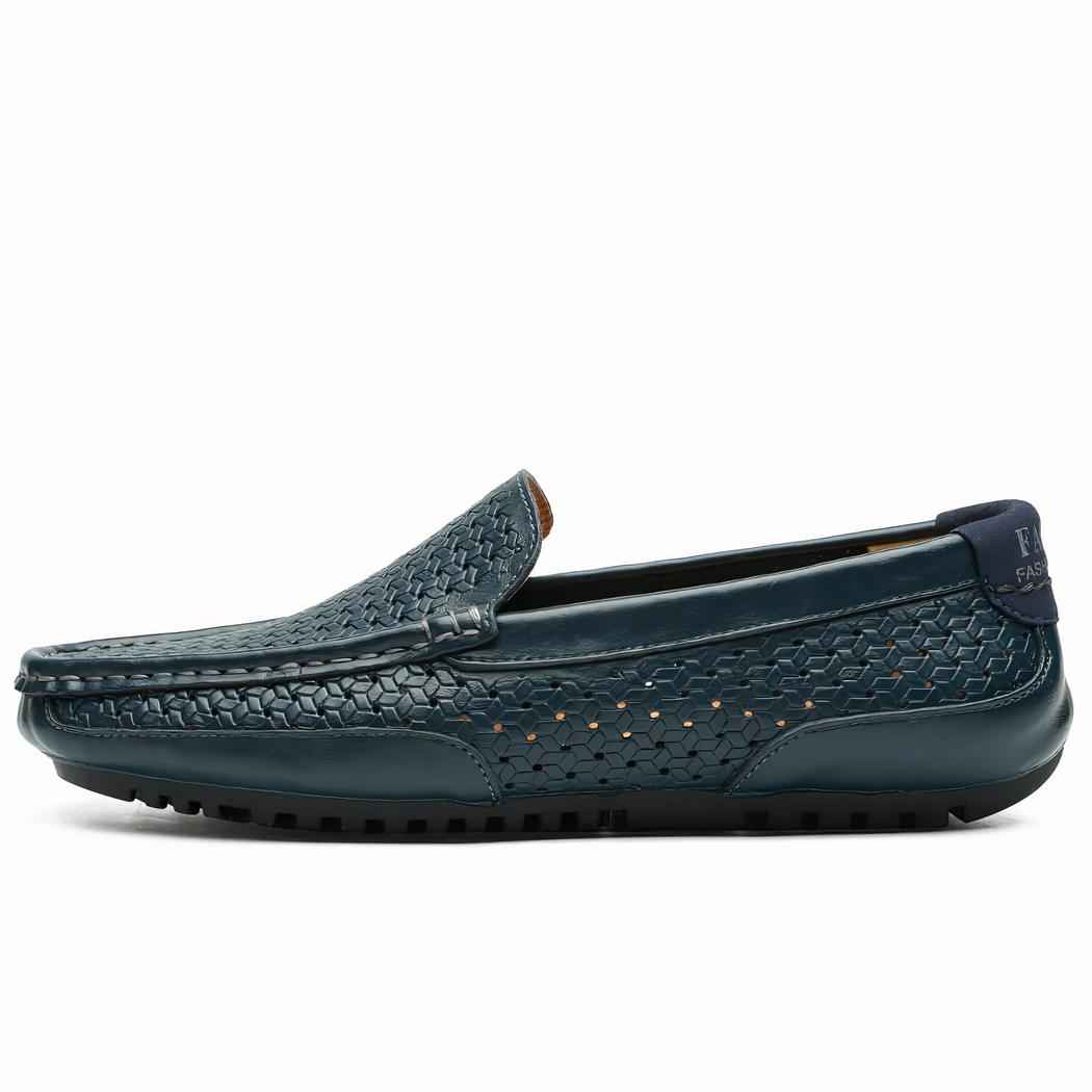 mocassin en cuir bleu