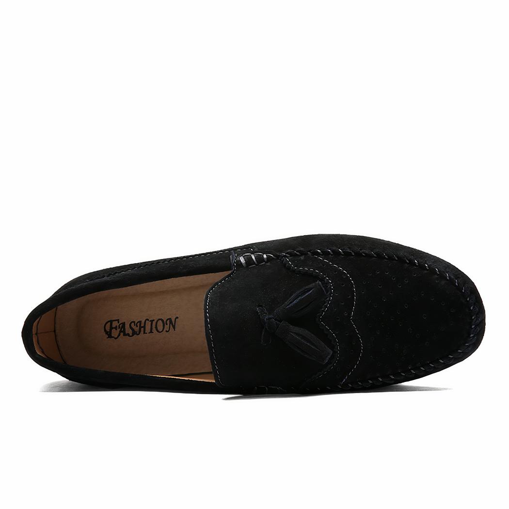 Mocassins d'été en daim noir pour hommes