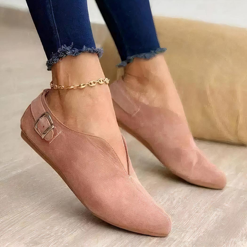mocassin en daim rose pour femme