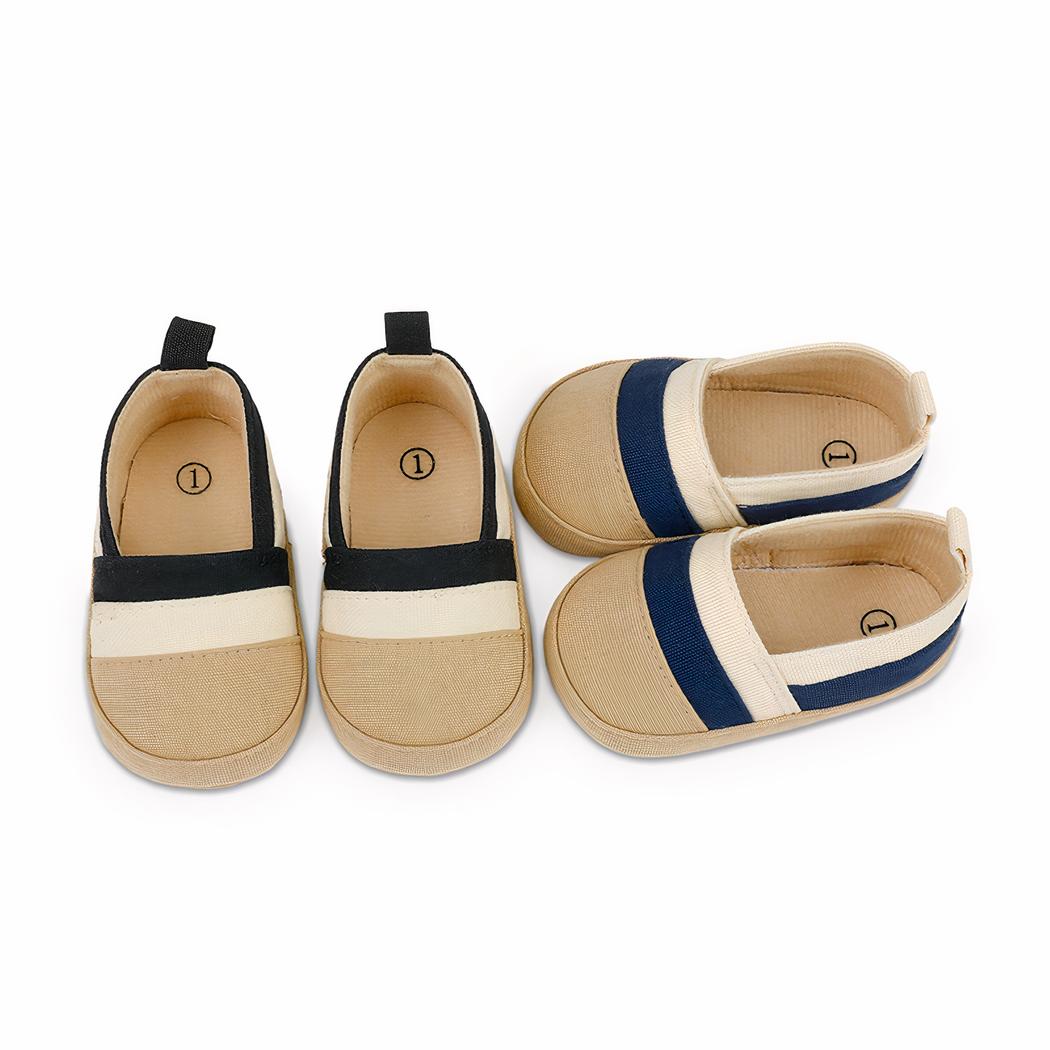 Mocassins d'été en toile avec bandes de couleur pour bébé garçon