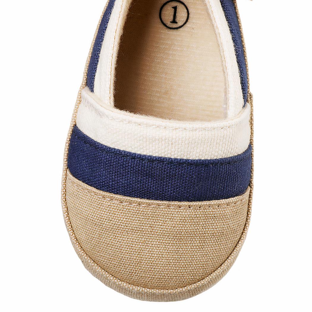 Mocassins d'été en toile avec bandes de couleur pour bébé garçon