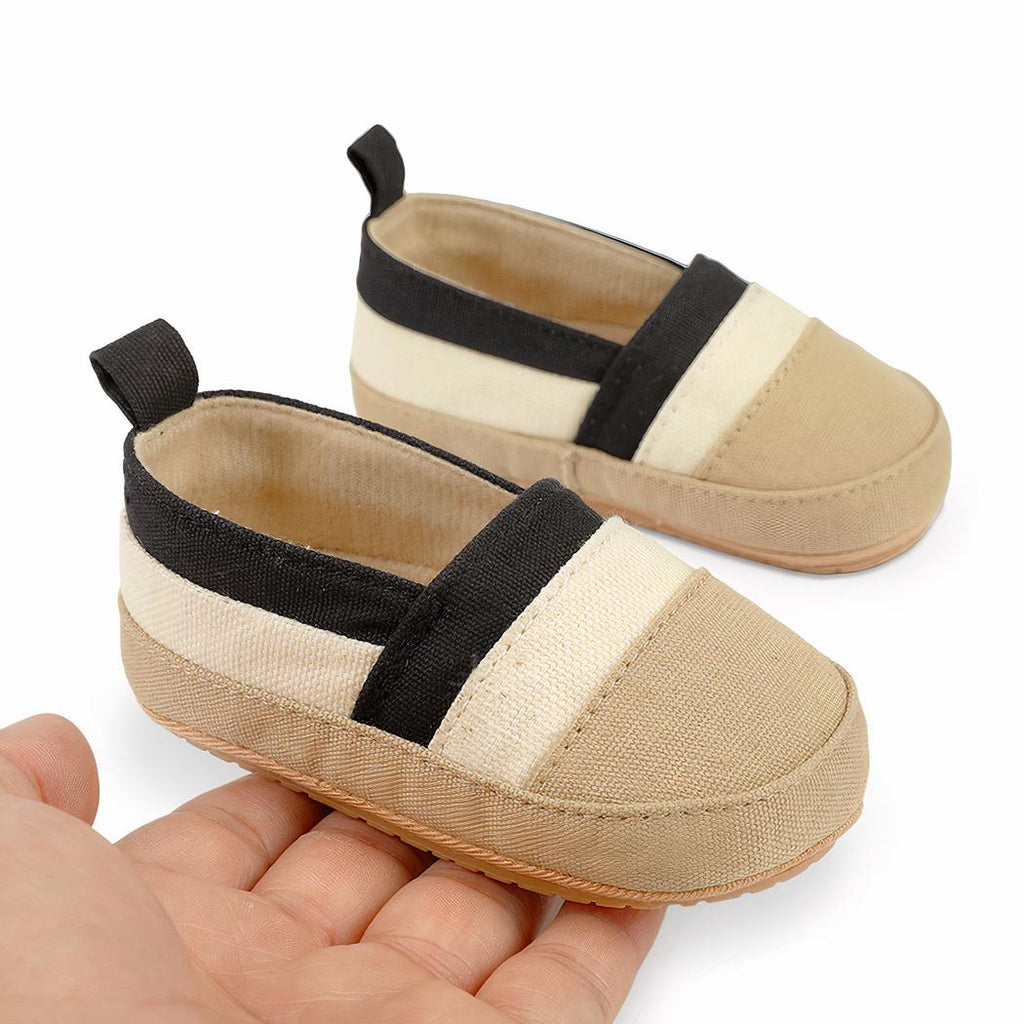 Mocassins d'été en toile avec bandes de couleur pour bébé garçon