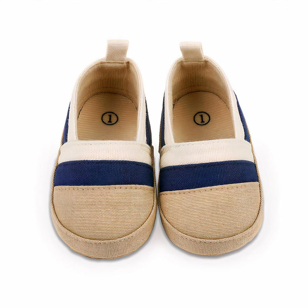 Mocassins d'été en toile avec bandes de couleur pour bébé garçon