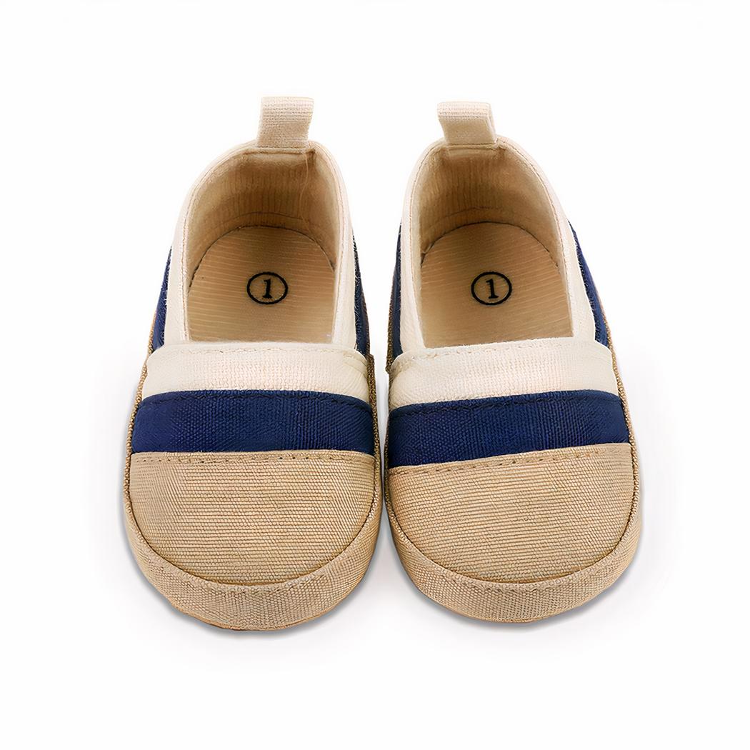 Mocassins d'été en toile avec bandes de couleur pour bébé garçon
