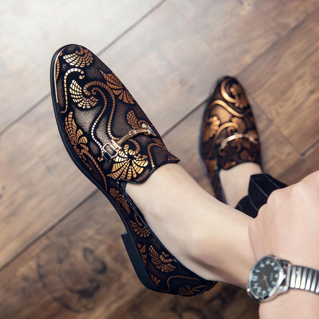Mocassins de soirée avec motif arabesques colorées