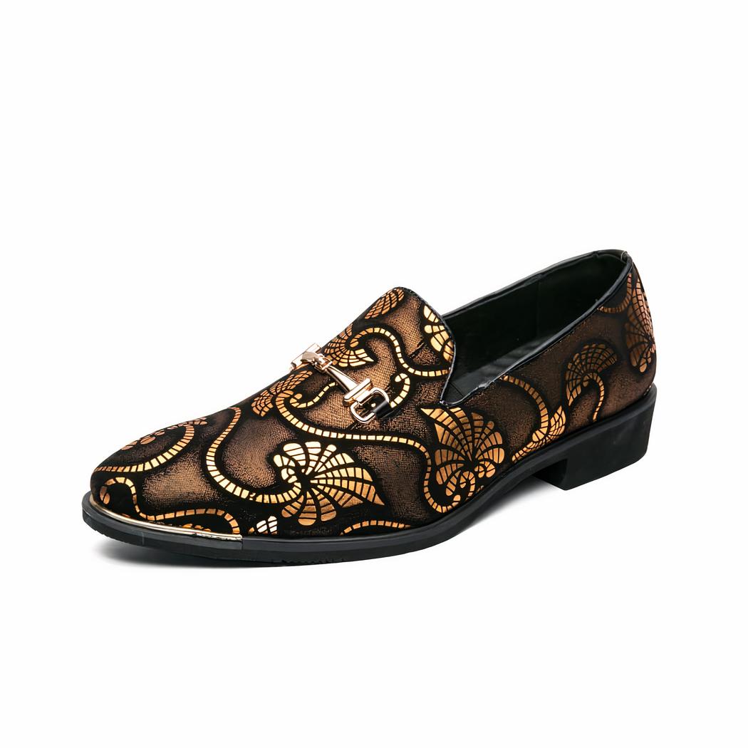 Mocassins de soirée avec motif arabesques colorées