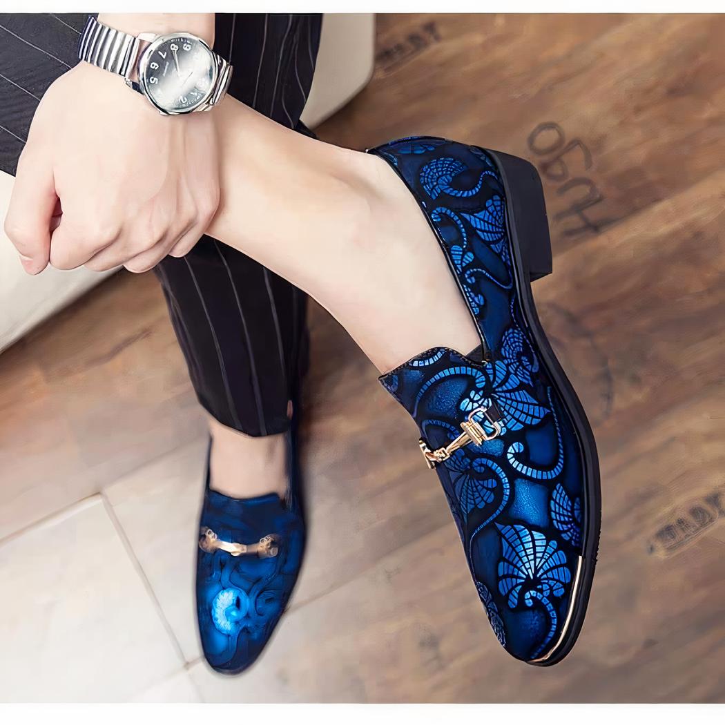 Mocassins de soirée avec motif arabesques colorées