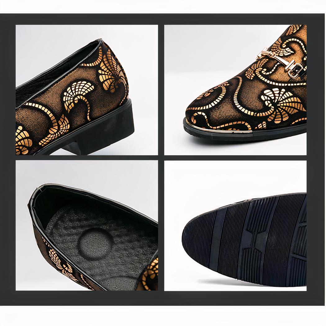 Mocassins de soirée avec motif arabesques colorées