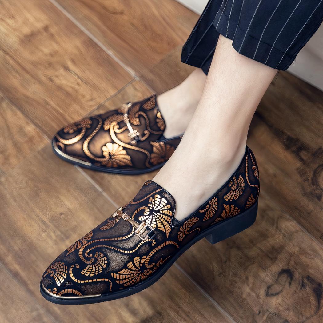 Mocassins de soirée avec motif arabesques colorées