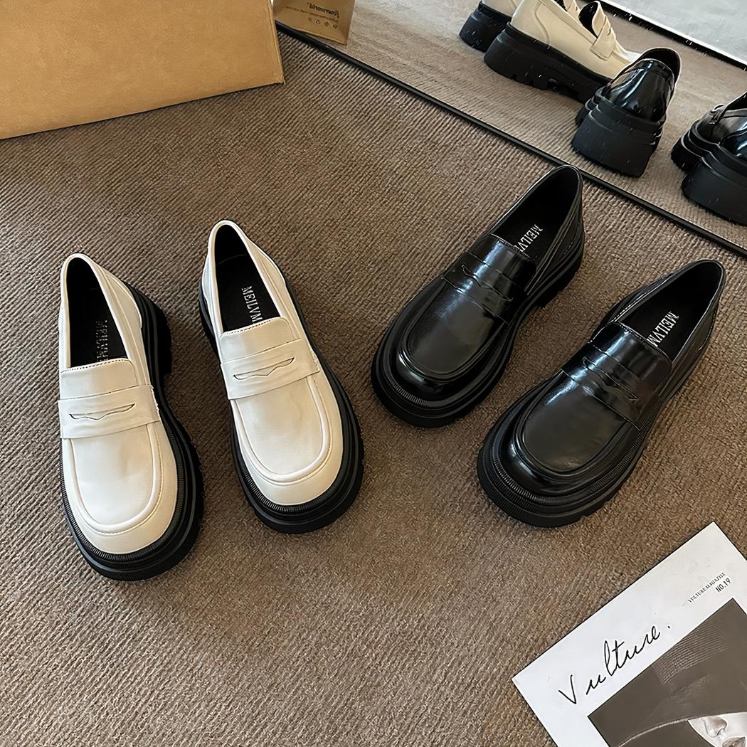 Mocassins de style britannique à plateforme pour femme