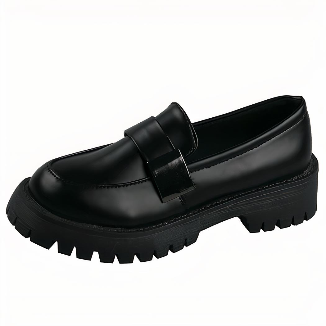 Mocassins de style britannique noirs à plateforme pour femmes