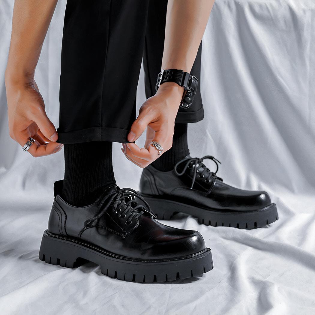 Mocassins décontractés à plateforme en cuir véritable pour homme