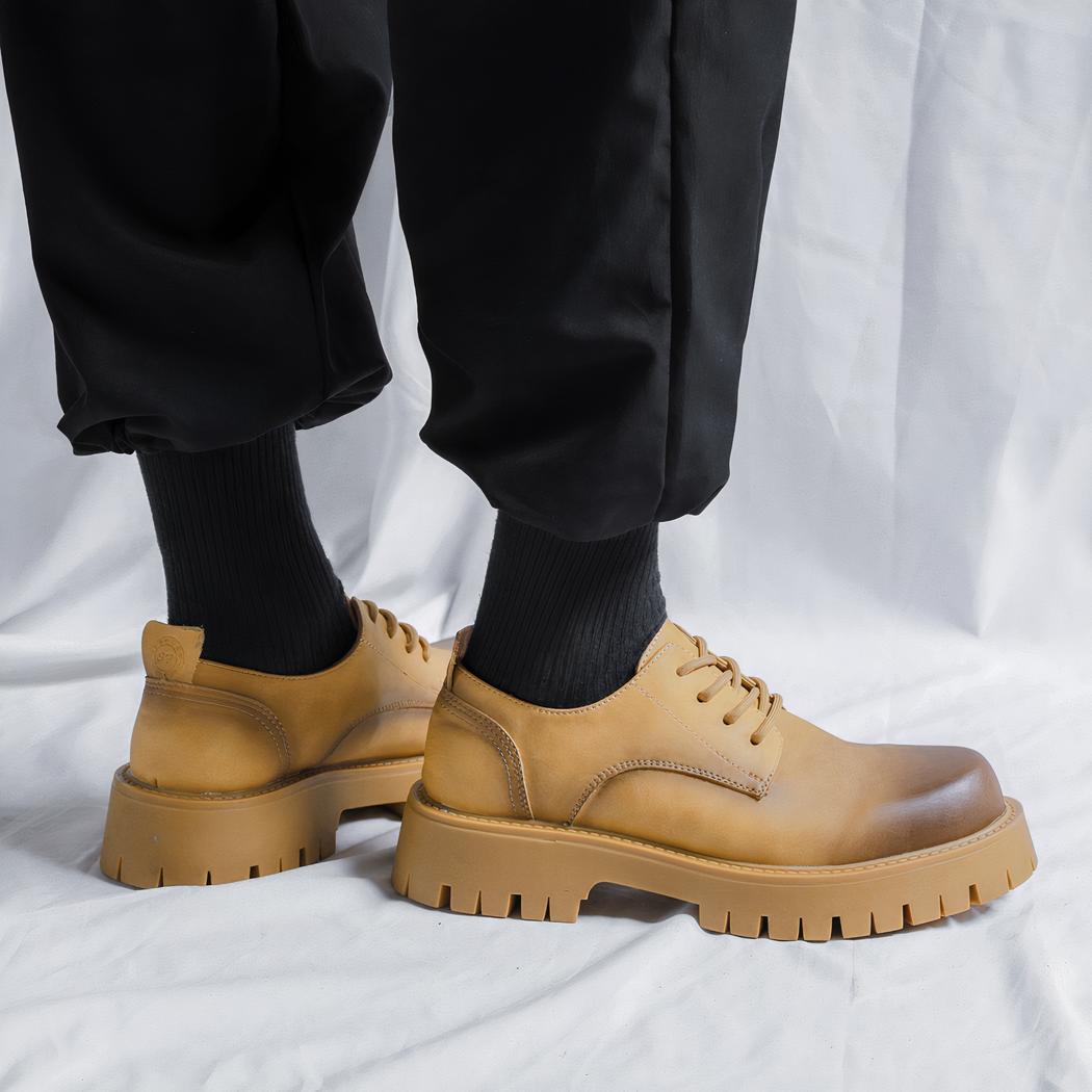 Mocassins décontractés à plateforme en cuir véritable pour homme