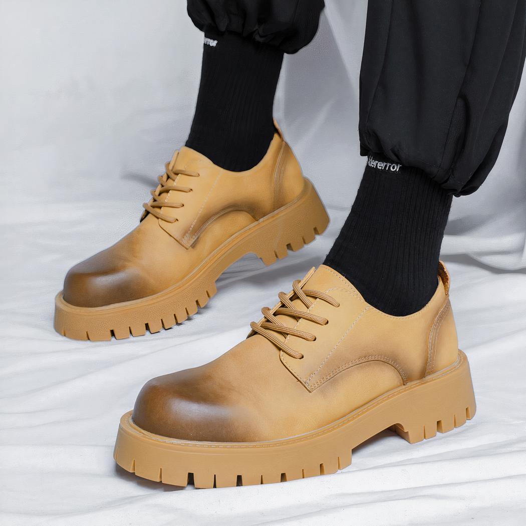 Mocassins décontractés à plateforme en cuir véritable pour homme