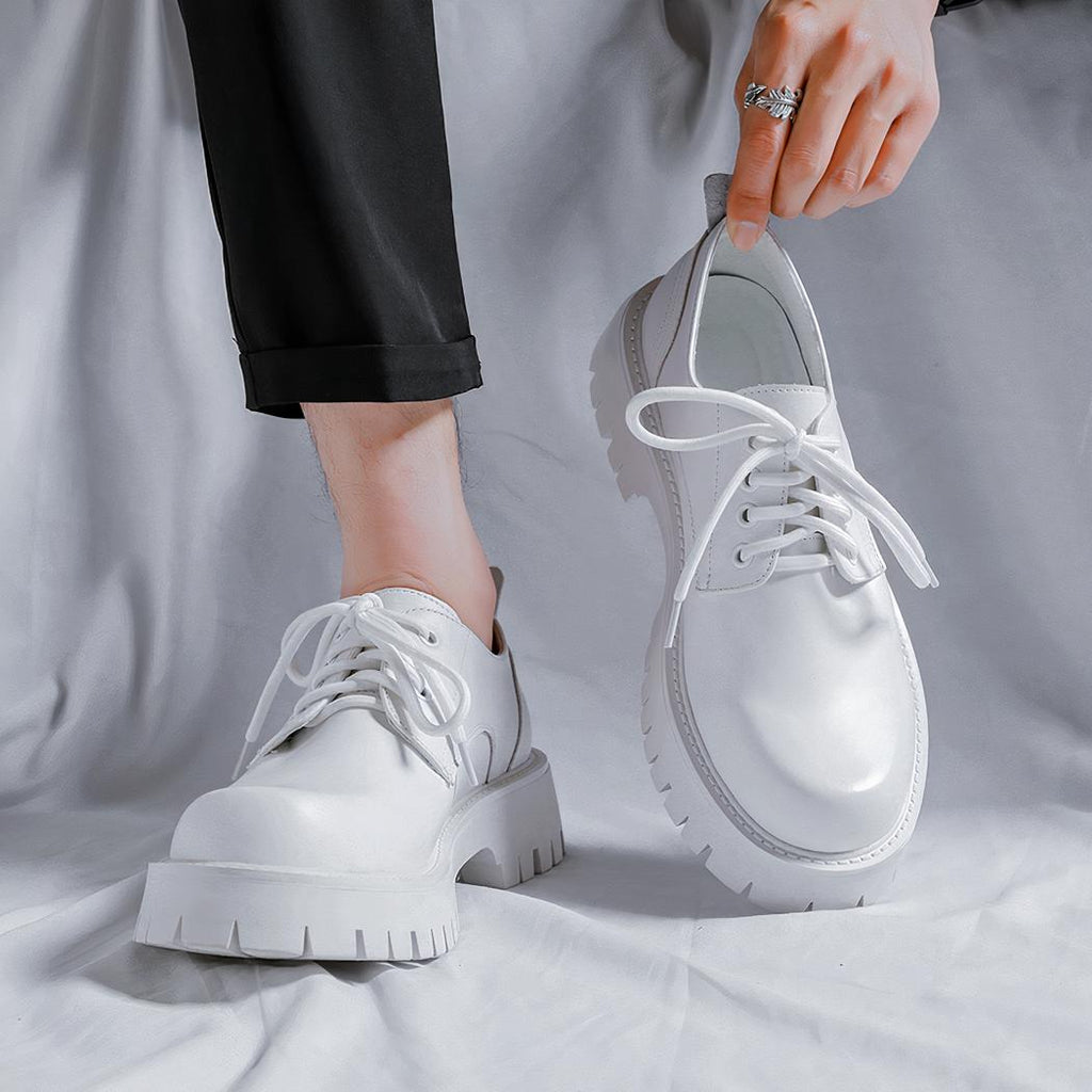 Mocassins décontractés à plateforme en cuir véritable pour homme