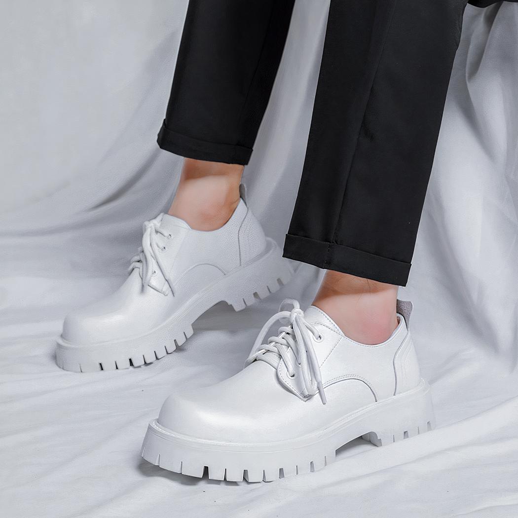 Mocassins décontractés à plateforme en cuir véritable pour homme