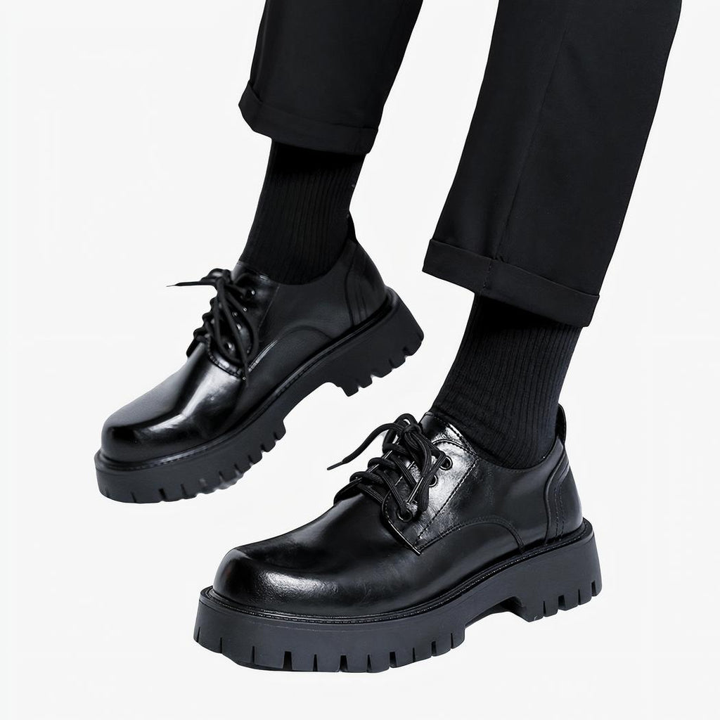 Mocassins décontractés à plateforme en cuir pour hommes