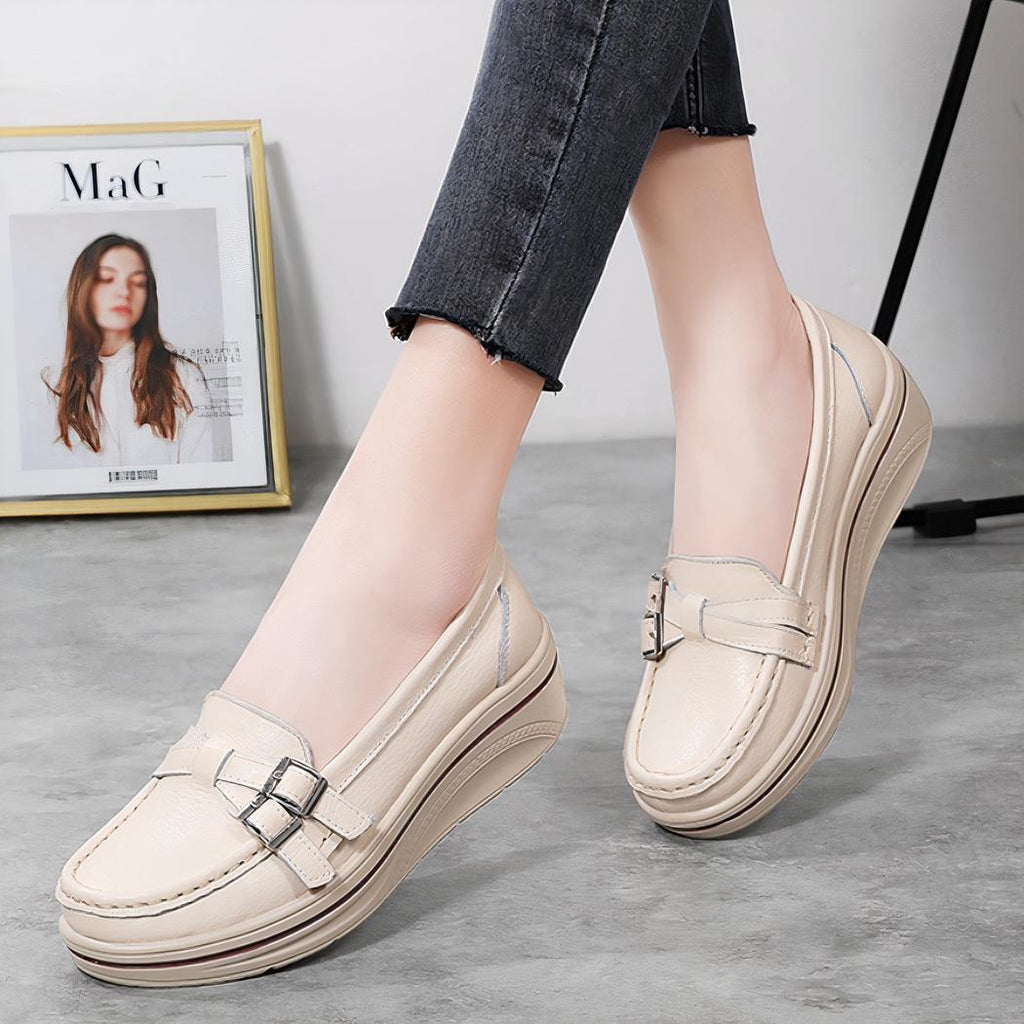 Mocassins décontractés à semelle épaisse pour femme