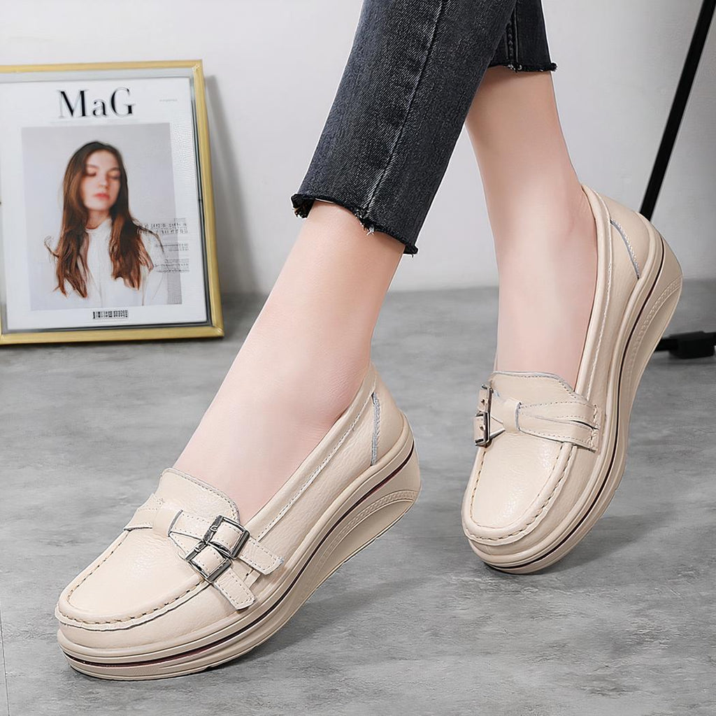 Mocassins décontractés à semelle épaisse pour femme