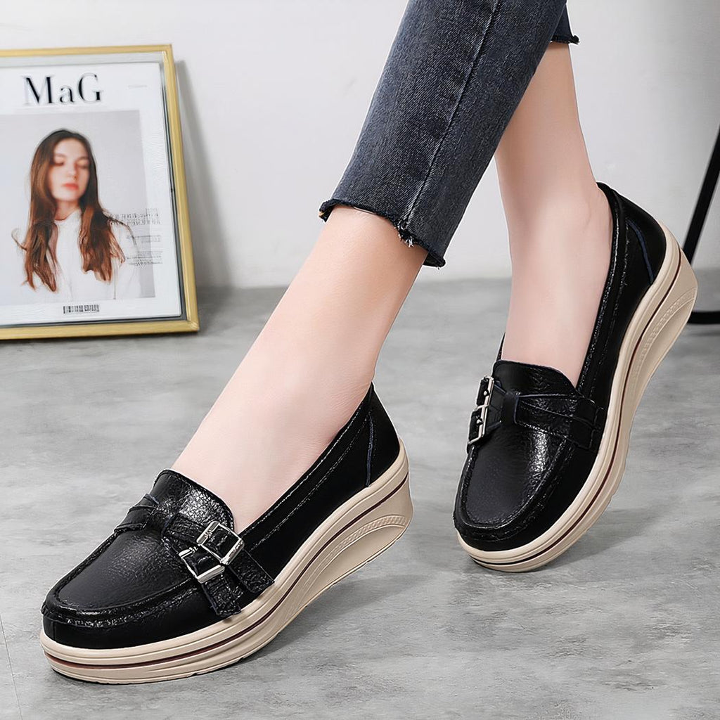 Mocassins décontractés à semelle épaisse pour femme