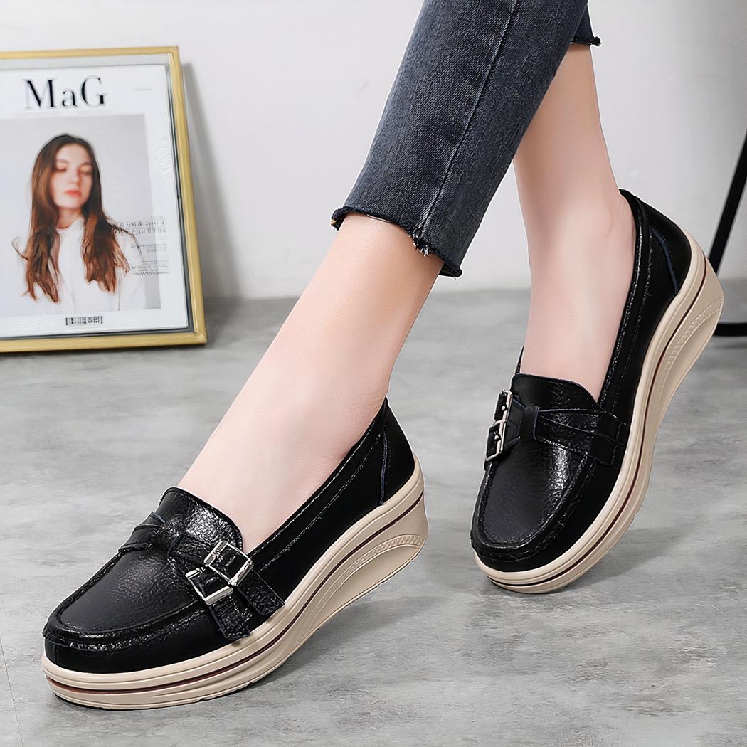 Mocassins décontractés à semelle épaisse pour femme