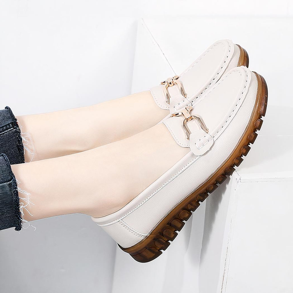 Mocassins décontractés en cuir véritable pour femmes