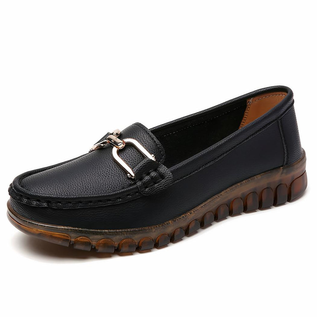 Mocassins décontractés en cuir véritable pour femmes