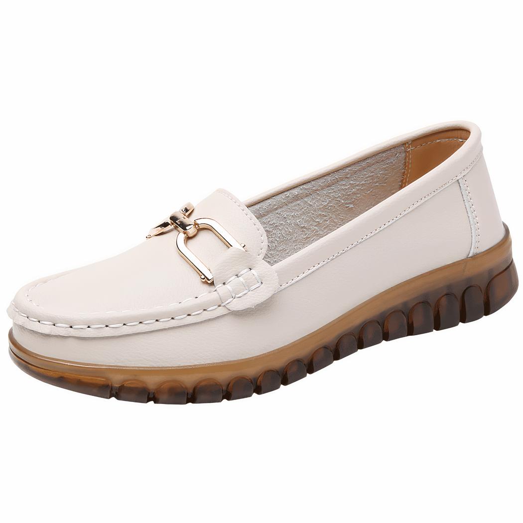 Mocassins décontractés en cuir véritable pour femmes
