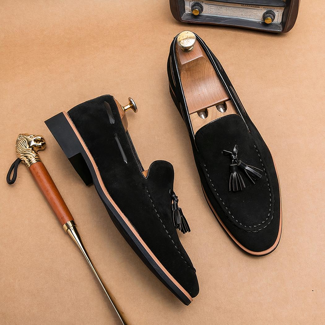 Mocassins décontractés en daim véritable à glands pour homme