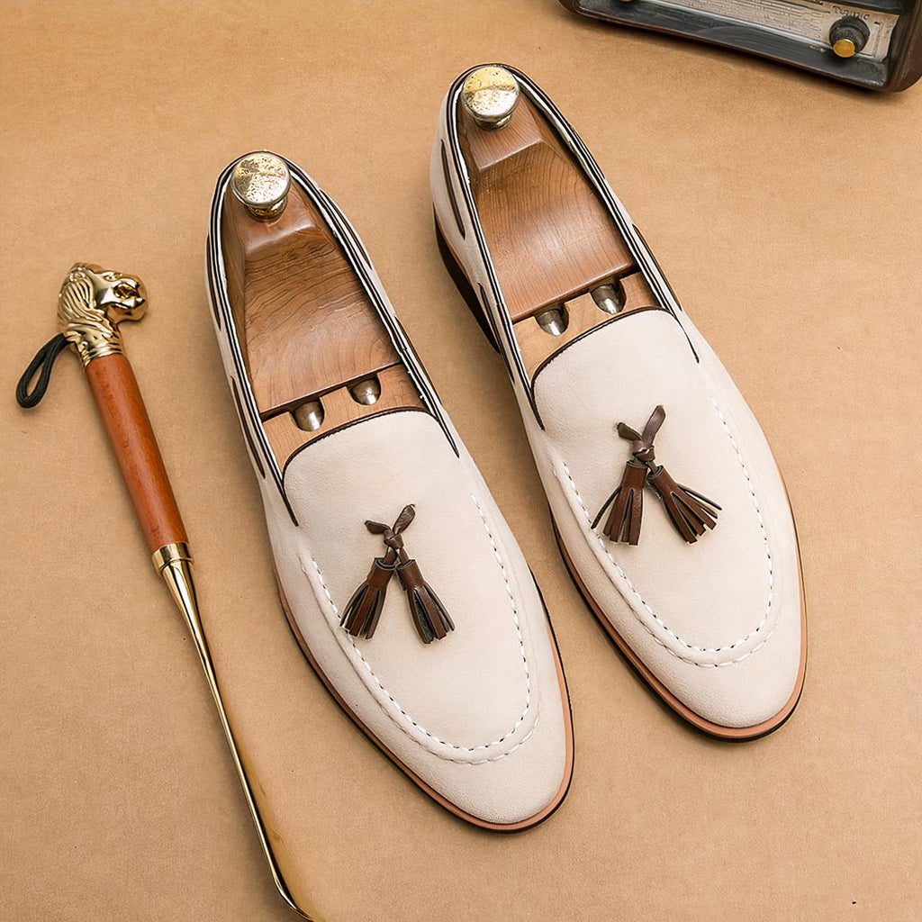 Mocassins décontractés en daim véritable à glands pour homme