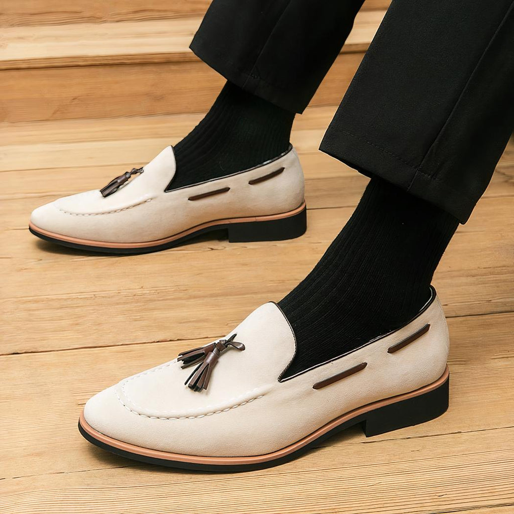 Mocassins décontractés en daim véritable à glands pour homme
