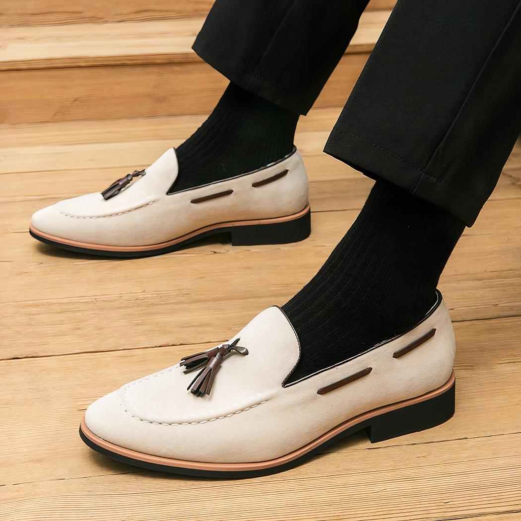 Mocassins décontractés en daim véritable à glands pour homme