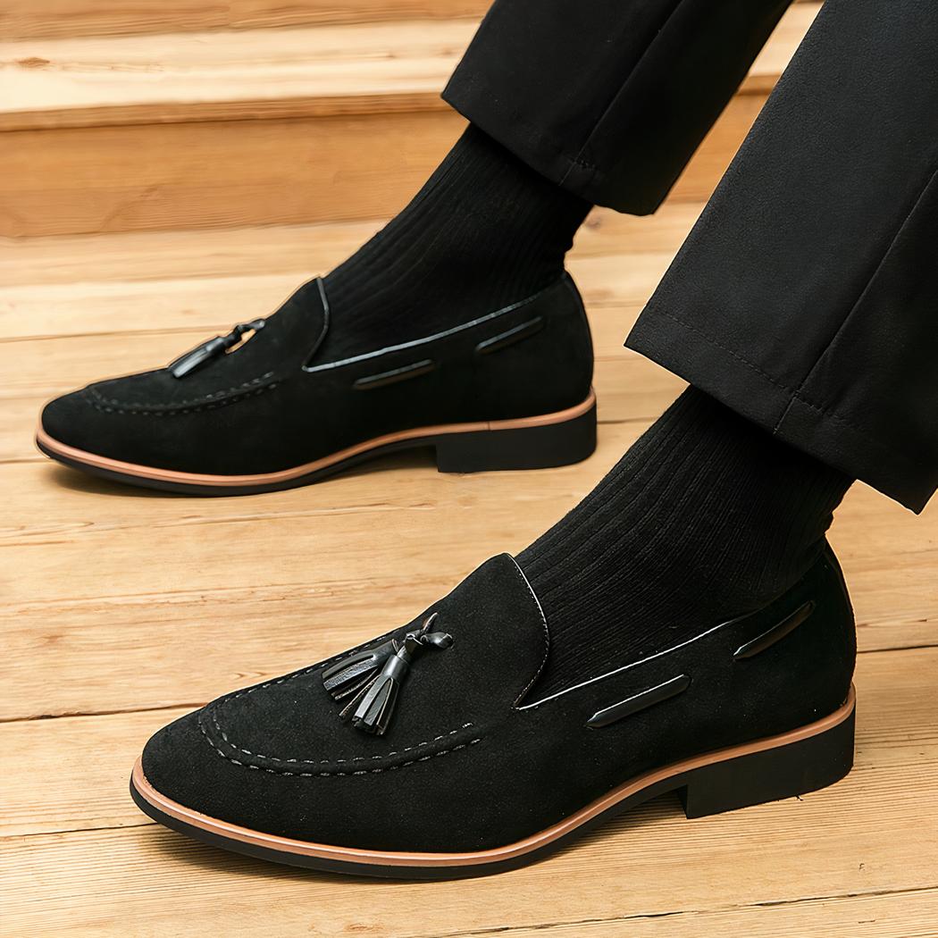 Mocassins décontractés en daim véritable à glands pour homme