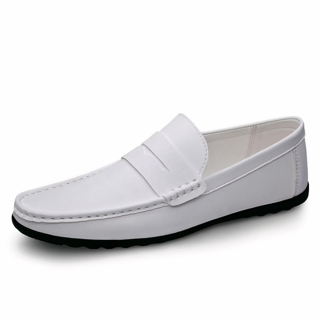 Mocassins décontractés en effet cuir blanc pour hommes