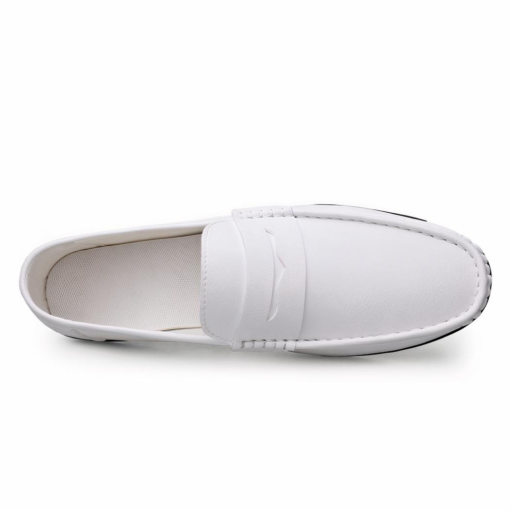 Mocassins décontractés en effet cuir blanc pour hommes