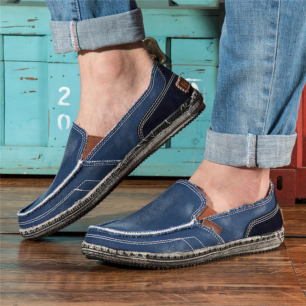 Mocassins décontractés en toile jean pour homme