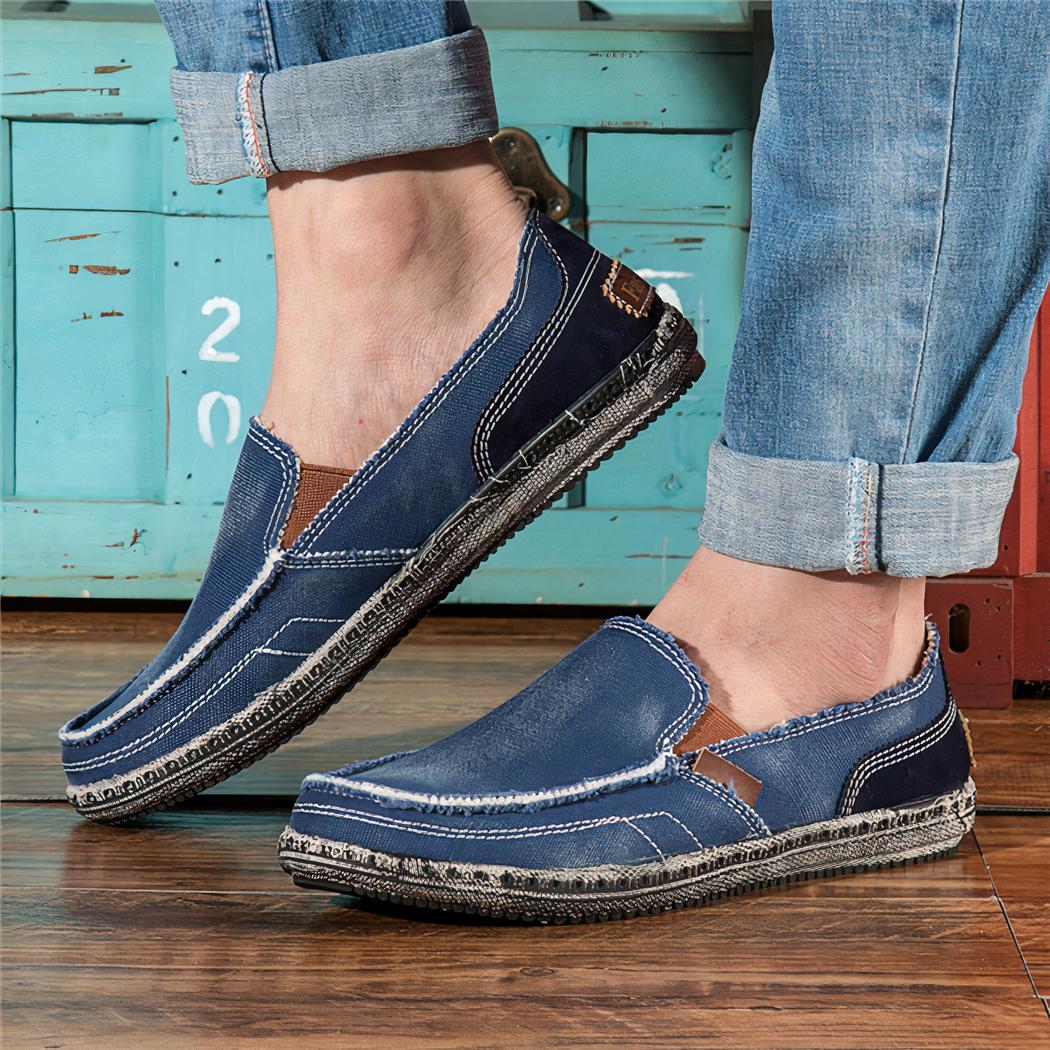 Mocassins décontractés en toile jean pour homme