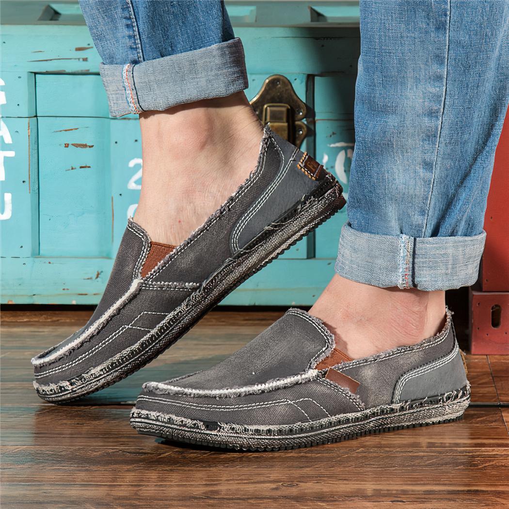 Mocassins décontractés en toile jean pour homme