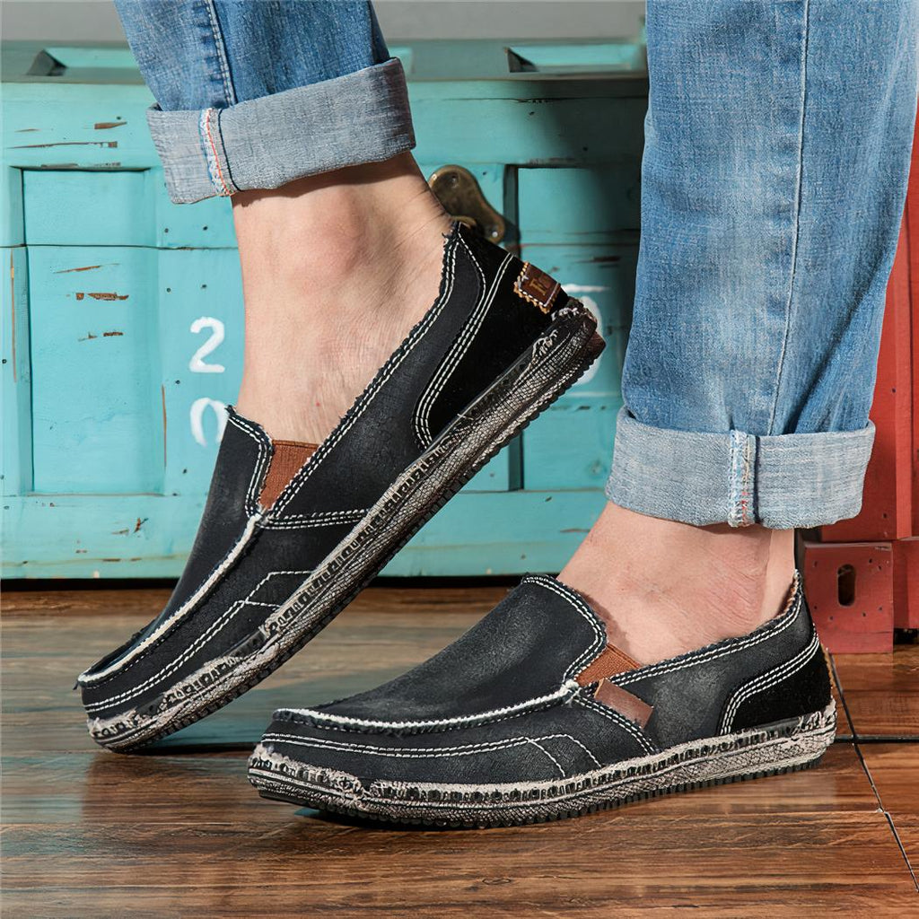 Mocassins décontractés en toile jean pour homme