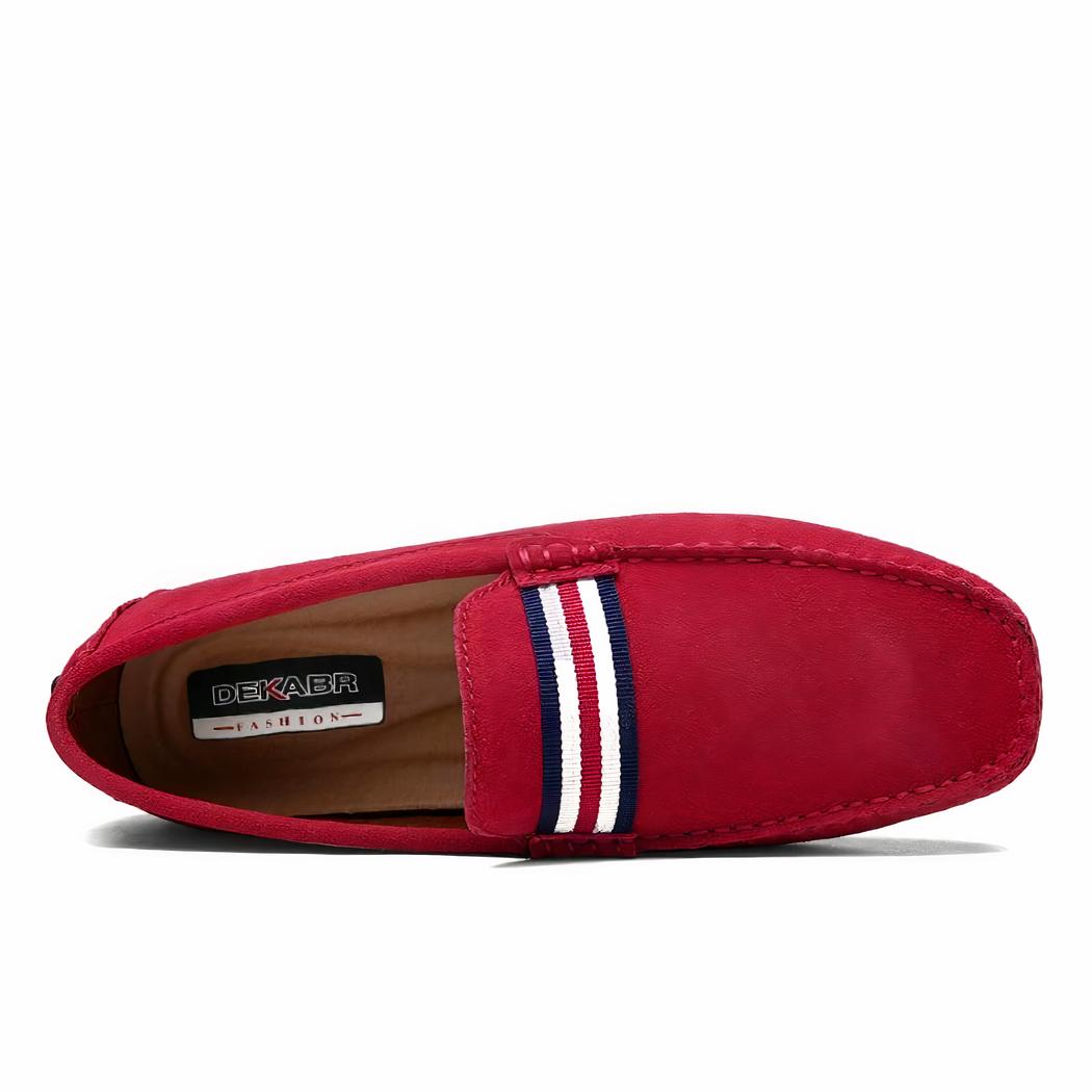 Mocassins design en daim rouge pour hommes
