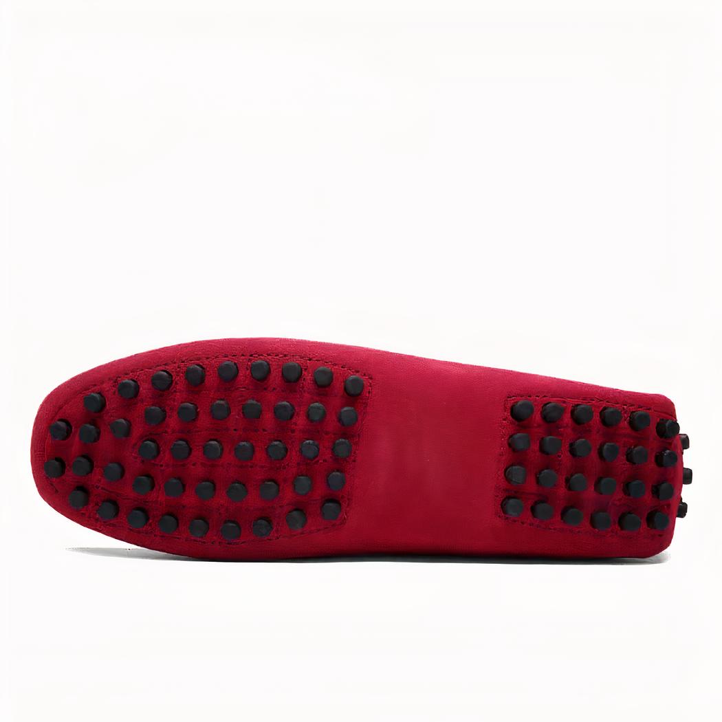 Mocassins design en daim rouge pour hommes