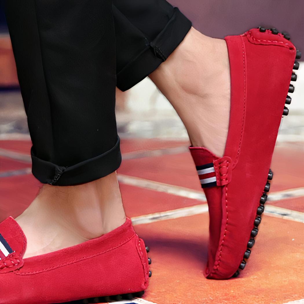 Mocassins design en daim rouge pour hommes