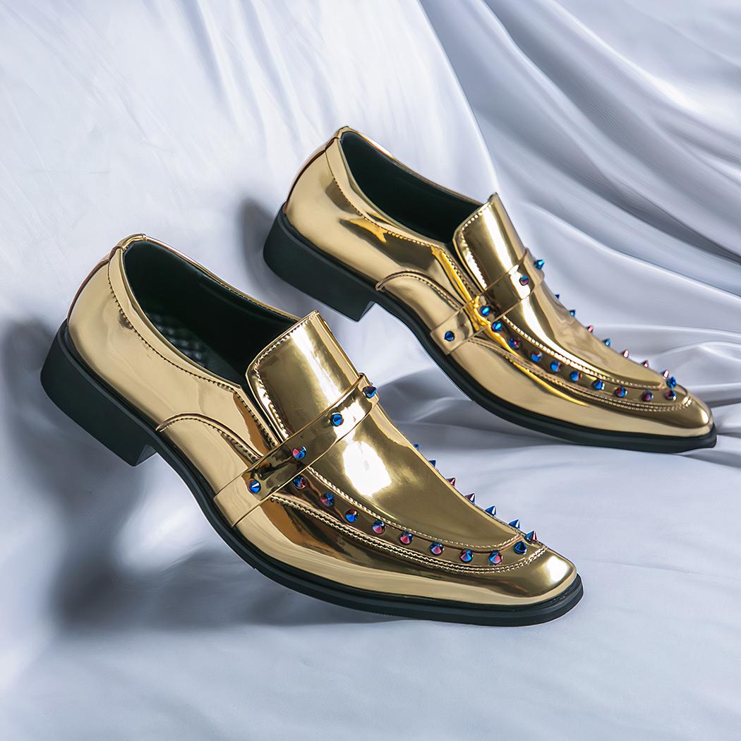 Mocassins dorés brillants pour homme