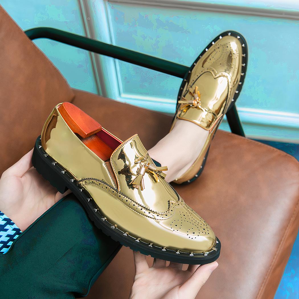 Mocassins dorés élégants pour hommes