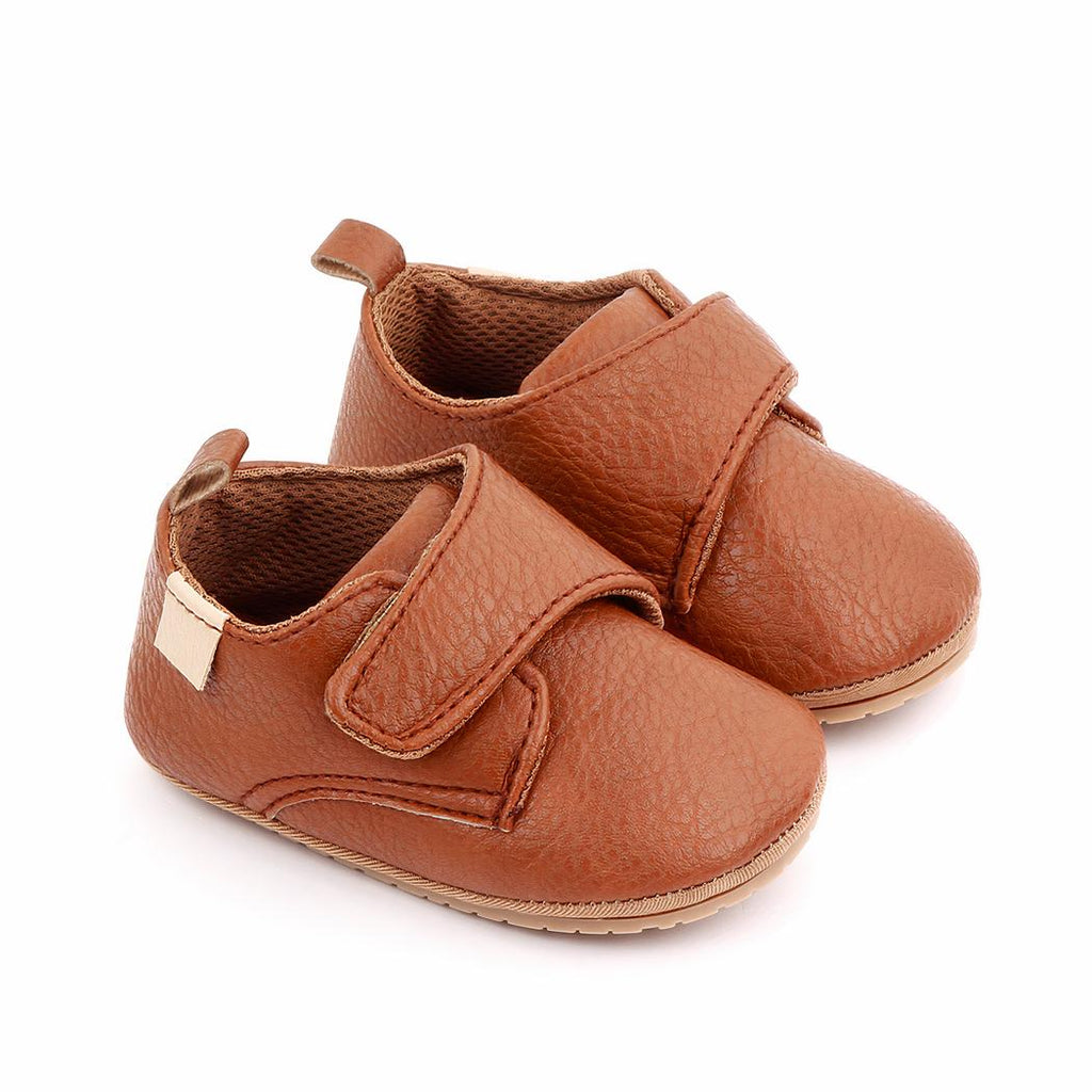 Mocassins effet cuir à scratch avec semelle antidérapante pour bébé garçon