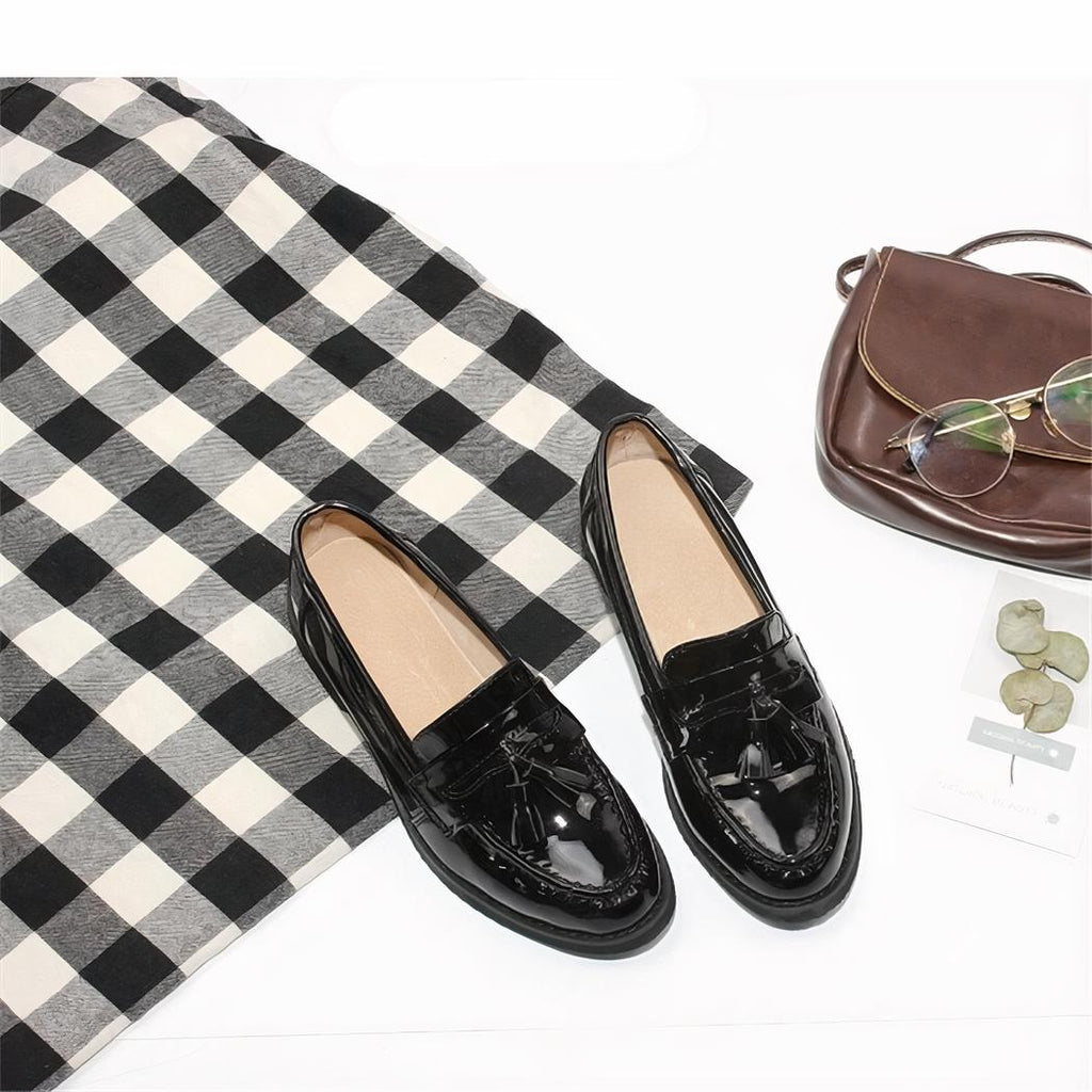 Mocassins élégants à glands en cuir véritable pour femme
