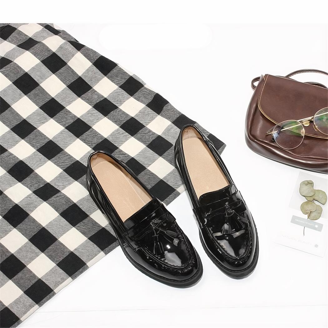 Mocassins élégants à glands en cuir véritable pour femme