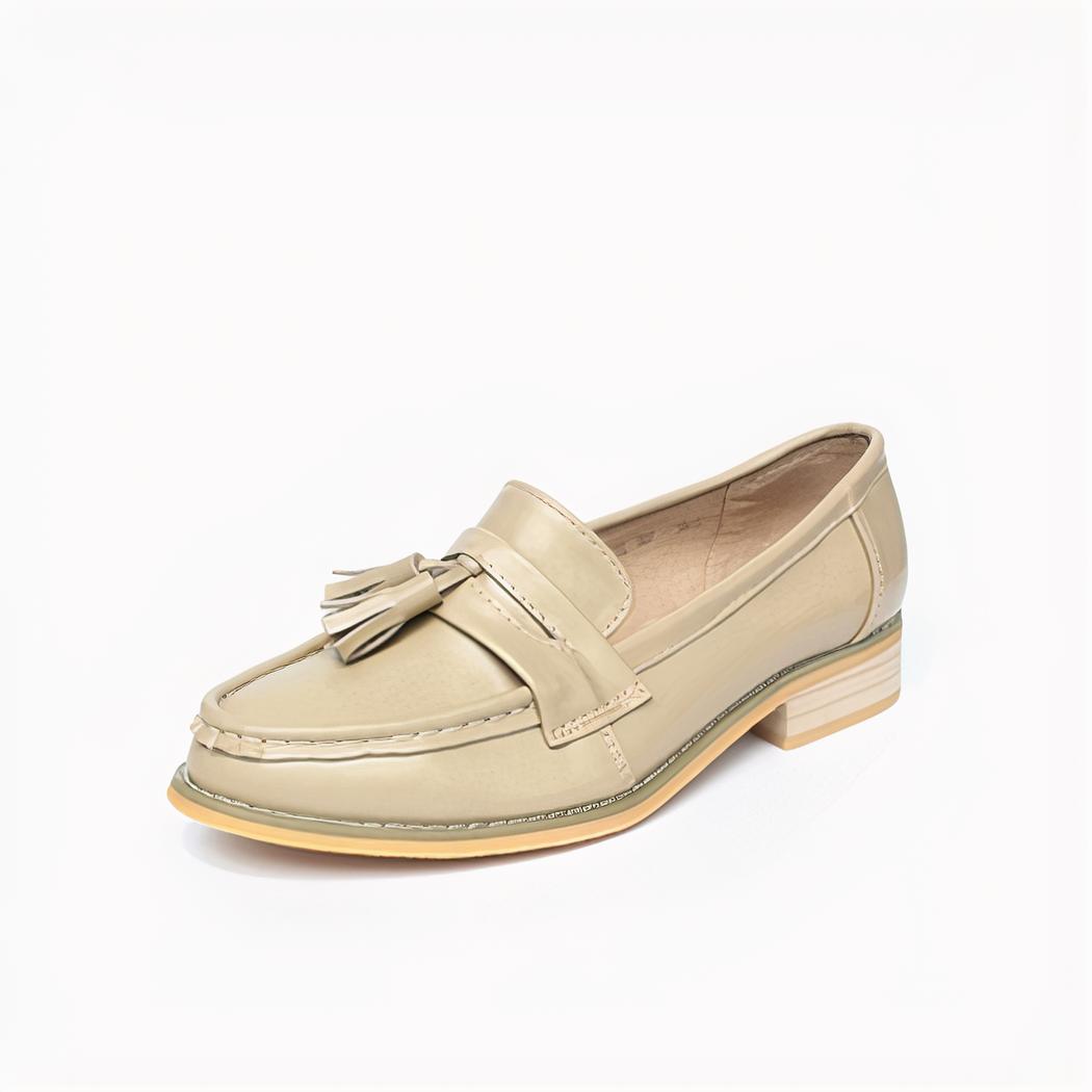Mocassins élégants à glands en cuir véritable pour femme