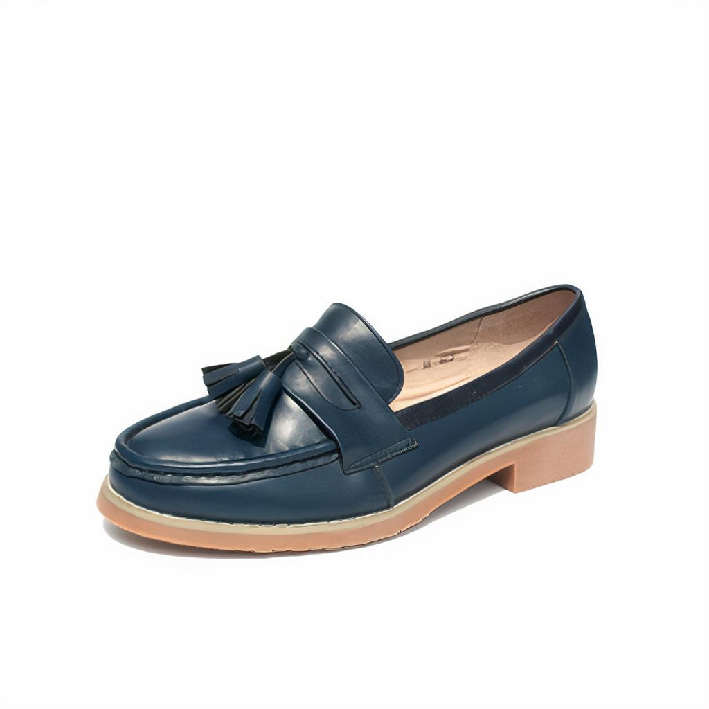 Mocassins élégants à glands en cuir véritable pour femme