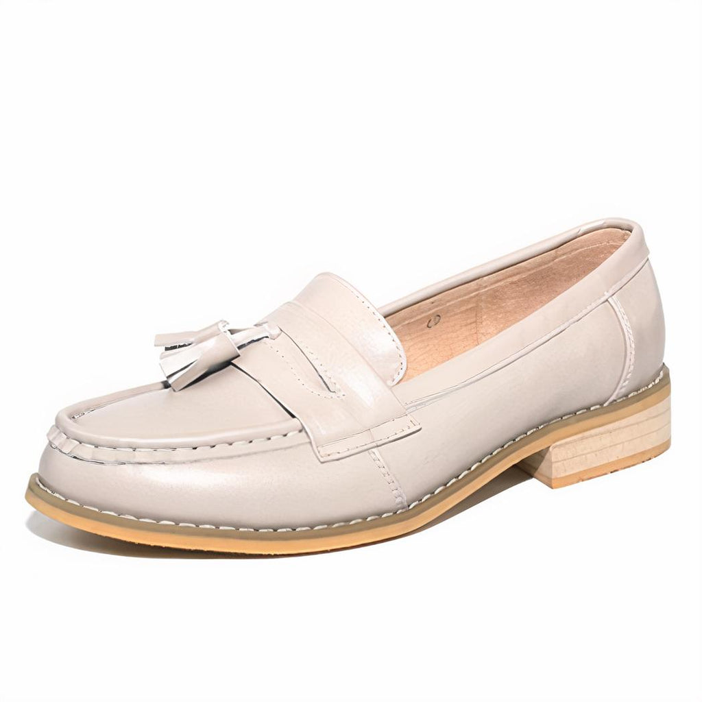 Mocassins élégants à glands en cuir véritable pour femme